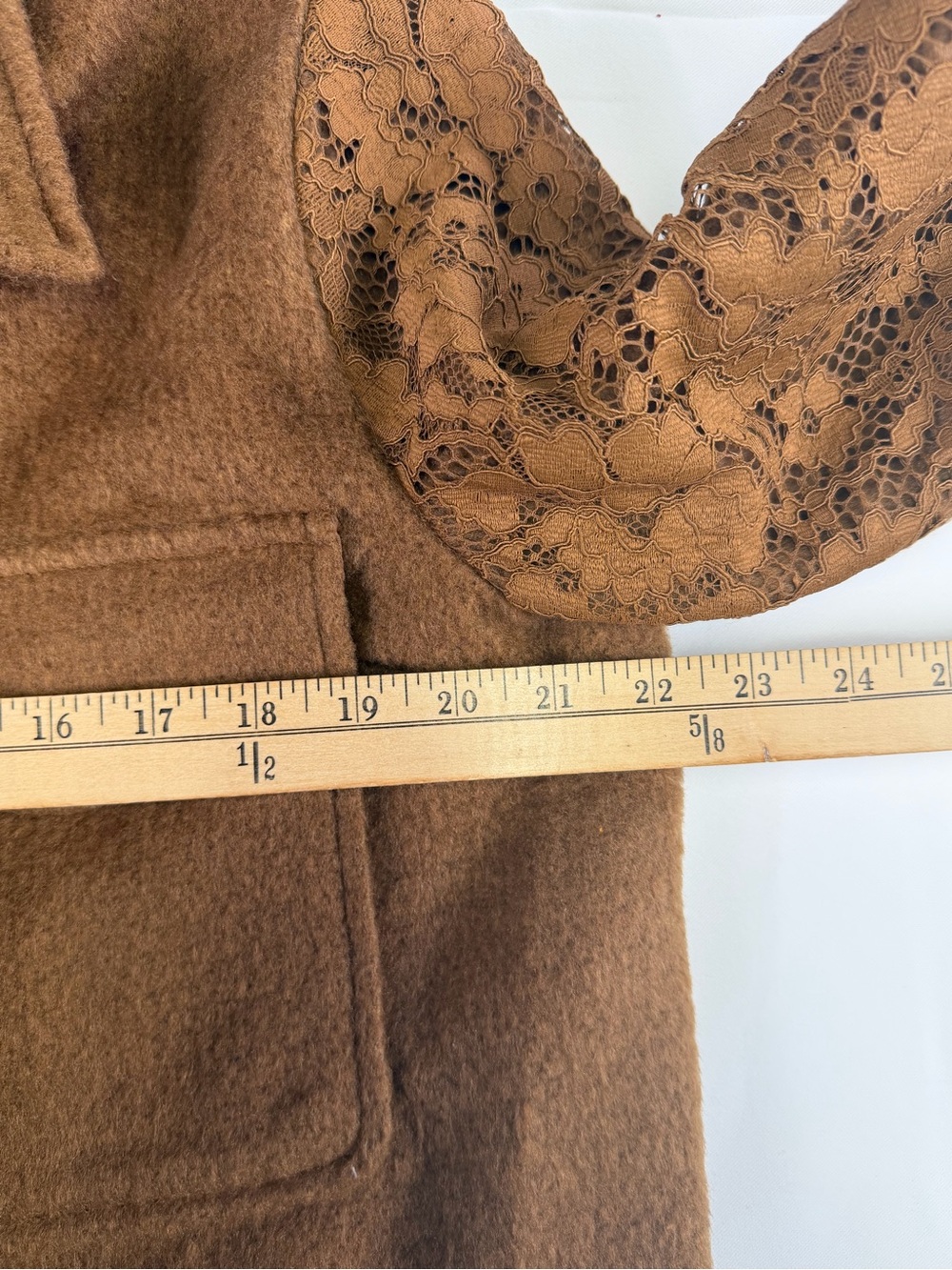 Express - Chic Brown Woven Lace-Sleeve Cropped Jacket NWT -Date night ready L - Picture 15 of 16
